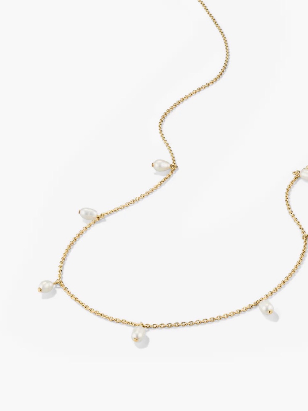 MEJURI - Tiny Pearl Station Necklace - 18k Gold Vermeil, Pearl - Picture 5 of 5